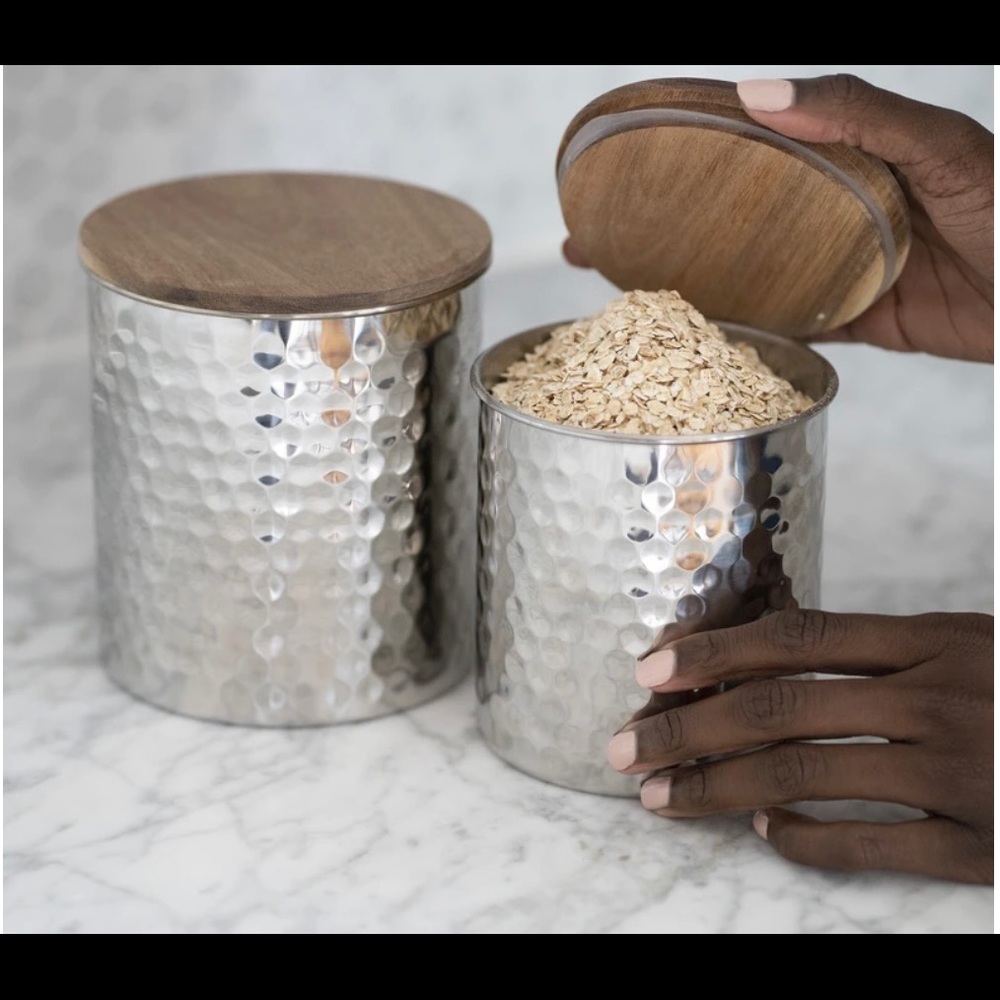 Uncommon James Hammered Silver Canisters New in Box NIB